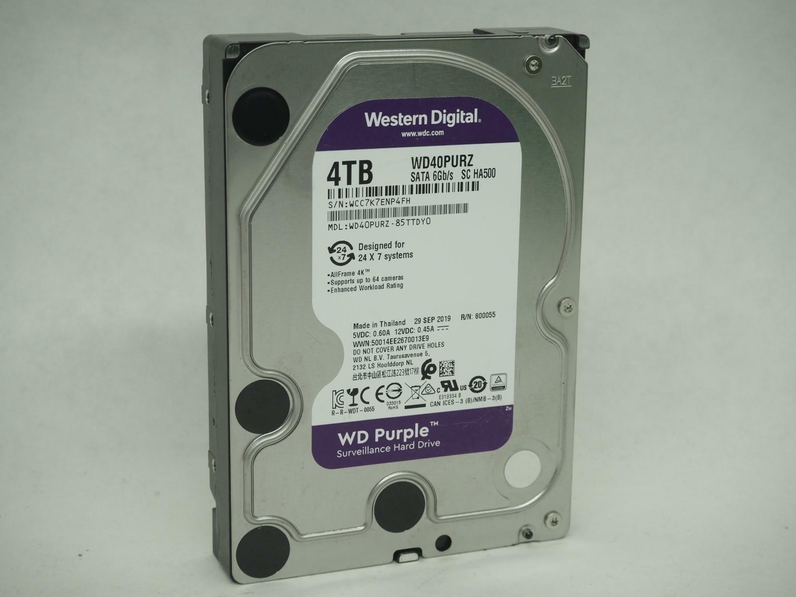 Western Digital WD Purple 4TB 3.5" SATA Desktop HDD Tested, Wiped - WD40PURZ