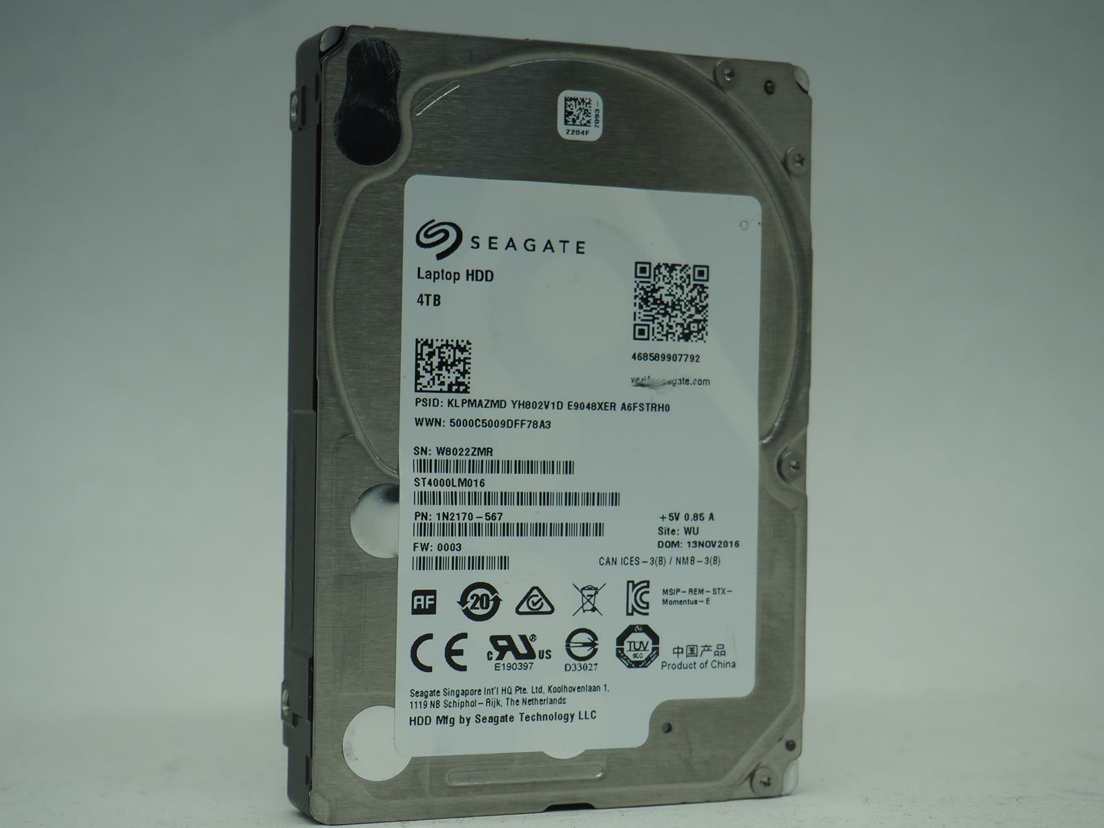 Seagate 4TB 2.5" SATA HDD Tested, Wiped - ST4000LM016