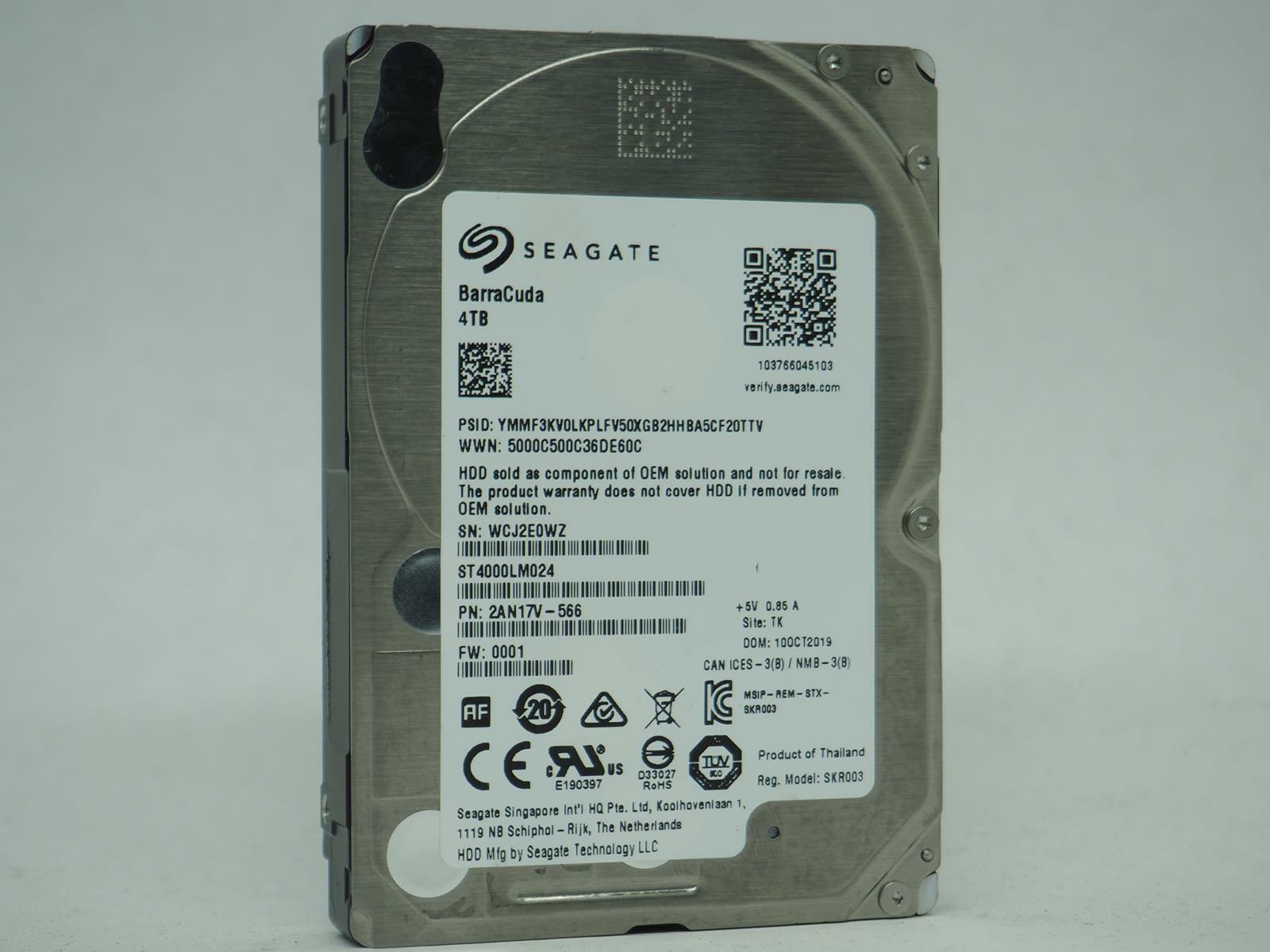 Seagate BarraCuda 4TB 2.5" SATA HDD Hard Drive Tested, Wiped -ST4000LM024
