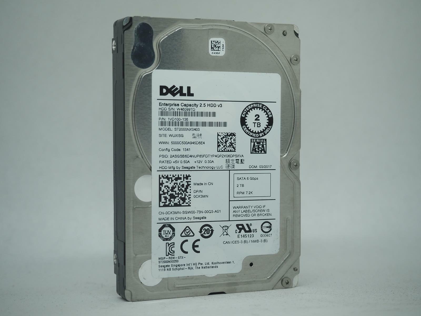 DELL 2TB 2.5" SAS HDD Hard Drive Tested, Wiped -ST2000NX0403