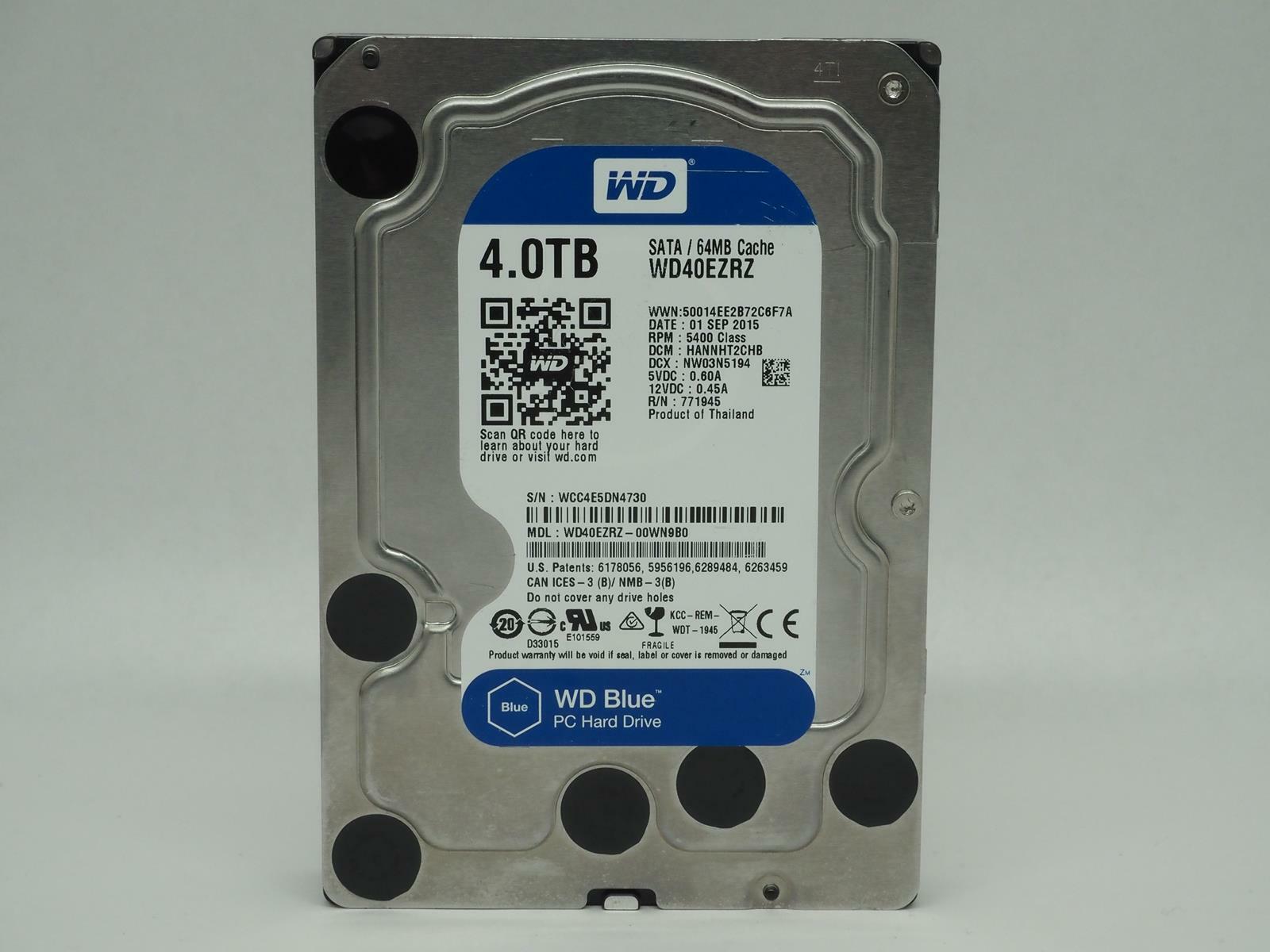 WESTERN DIGITAL WD BLUE WD40EZRZ 4TB 3.5" Desktop SATA HDD Tested, Wiped