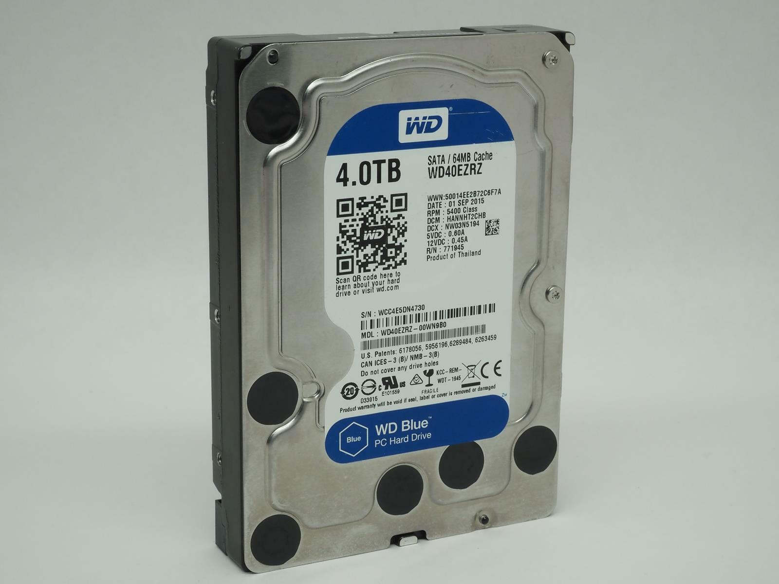WESTERN DIGITAL WD BLUE WD40EZRZ 4TB 3.5" Desktop SATA HDD Tested, Wiped