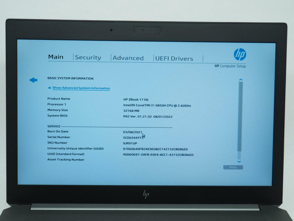 HP ZBOOK 17 G6 17" Intel Core i7-9850H 2.60GHz 32GB RAM 512GB NVMe
