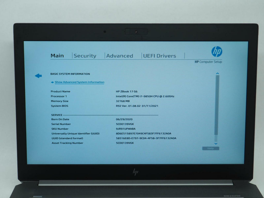 HP ZBOOK 17 G6 17" Intel Core i7-9850H 2.60GHz 32GB RAM 512GB NVMe