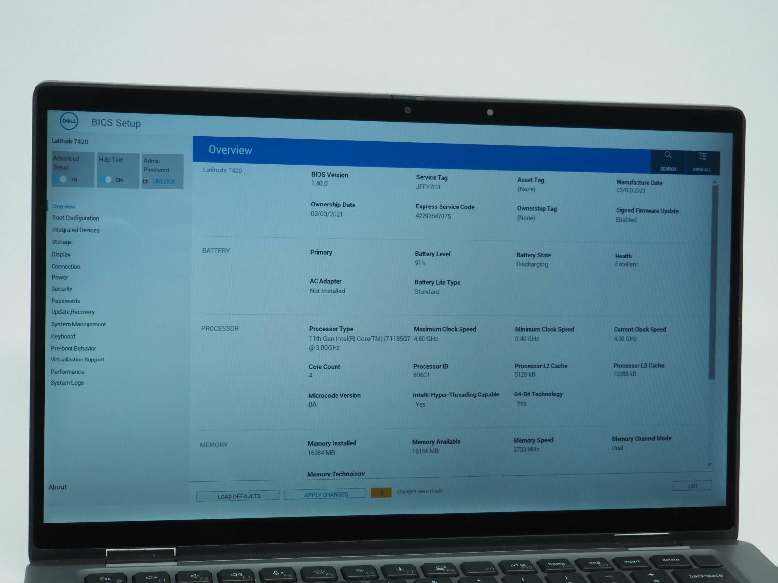 DELL LATITUDE 7420 14"  Intel Core i7-1185G7 3.00GHz 16GB RAM 256GB NVMe