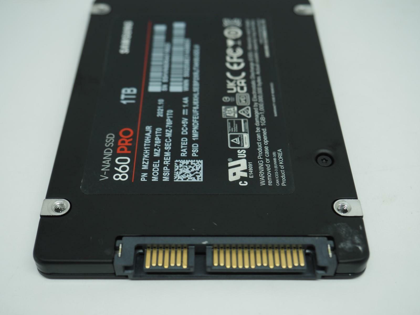 Samsung 860 PRO 1TB 2.5" SATA V-NAND SSD Tested, Wiped - MZ-76P1T0