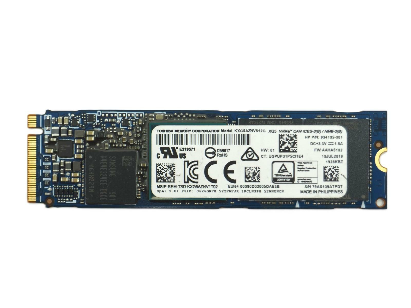 Toshiba 512GB M.2 NVMe Internal Laptop SSD Tested, Wiped - KXG5AZNV512G