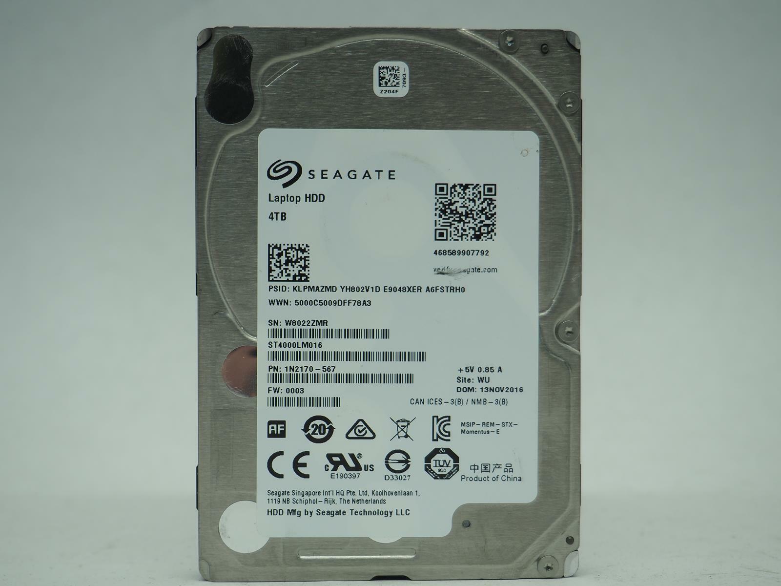 Seagate 4TB 2.5" SATA HDD Tested, Wiped - ST4000LM016