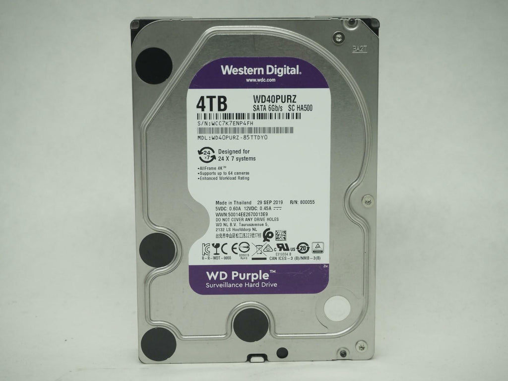 Western Digital WD Purple 4TB 3.5" SATA Desktop HDD Tested, Wiped - WD40PURZ