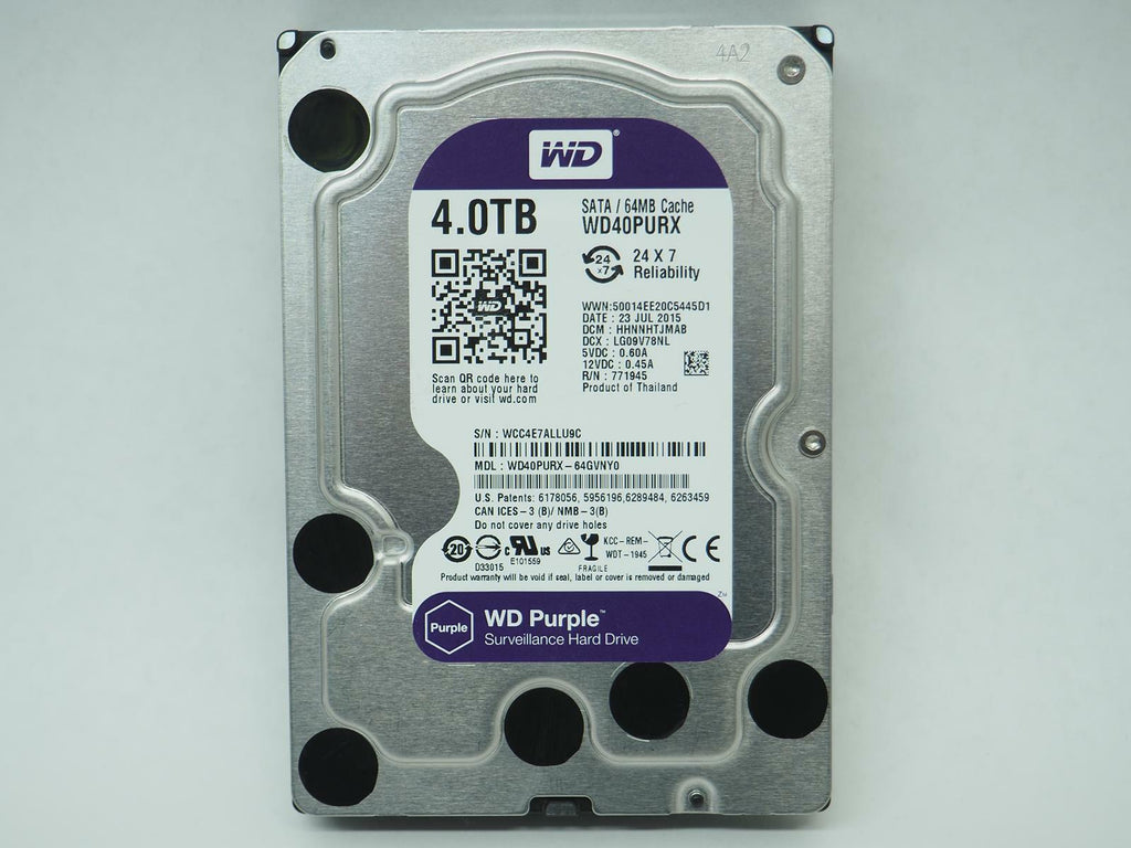 Western Digital WD Purple 4TB SATA Surveillance 3.5" Desktop HDD Tested, Wiped