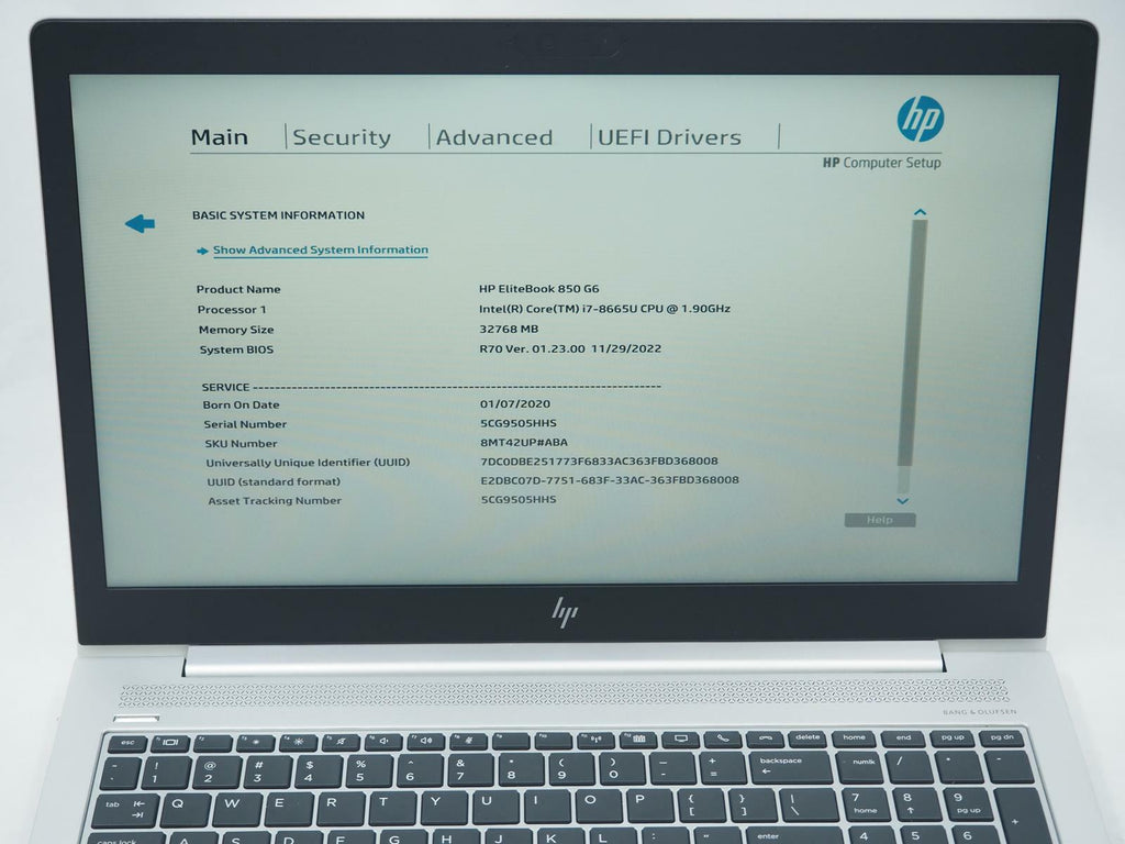 HP ELITEBOOK 850 G6 15.5" Intel Core i7-8665U 1.90GHz 32GB RAM 1TB NVMe
