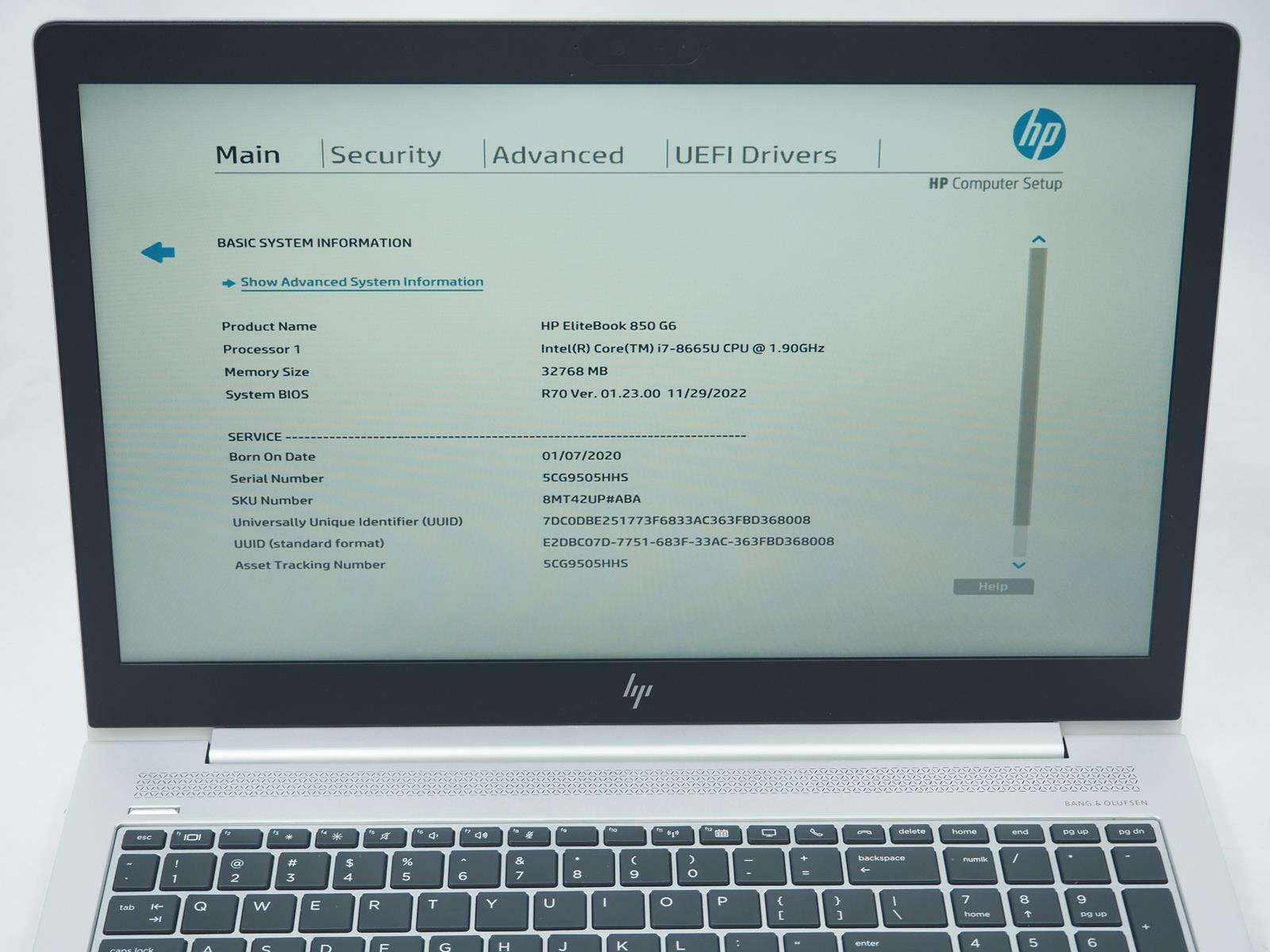 HP ELITEBOOK 850 G6 15.5" Intel Core i7-8665U 1.90GHz 32GB RAM 1TB NVMe