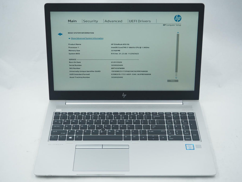 HP ELITEBOOK 850 G6 15.5" Intel Core i7-8665U 1.90GHz 32GB RAM 1TB NVMe